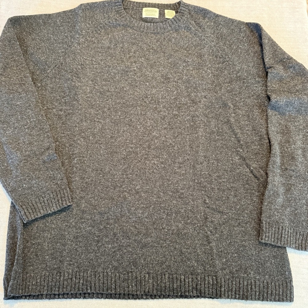 Vintage St Johns Bay Sweater Mens M 100% Lambswool Gray Hong Kong Crewneck